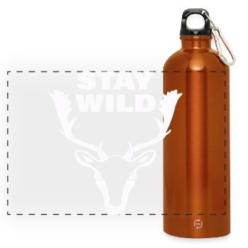 STAY WILD - Panorama Trinkflasche mit Karabiner 750 ml - Orange - Vorne