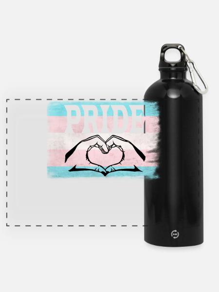 Transgender Pride - Panorama Trinkflasche mit Karabiner 750 ml - Schwarz