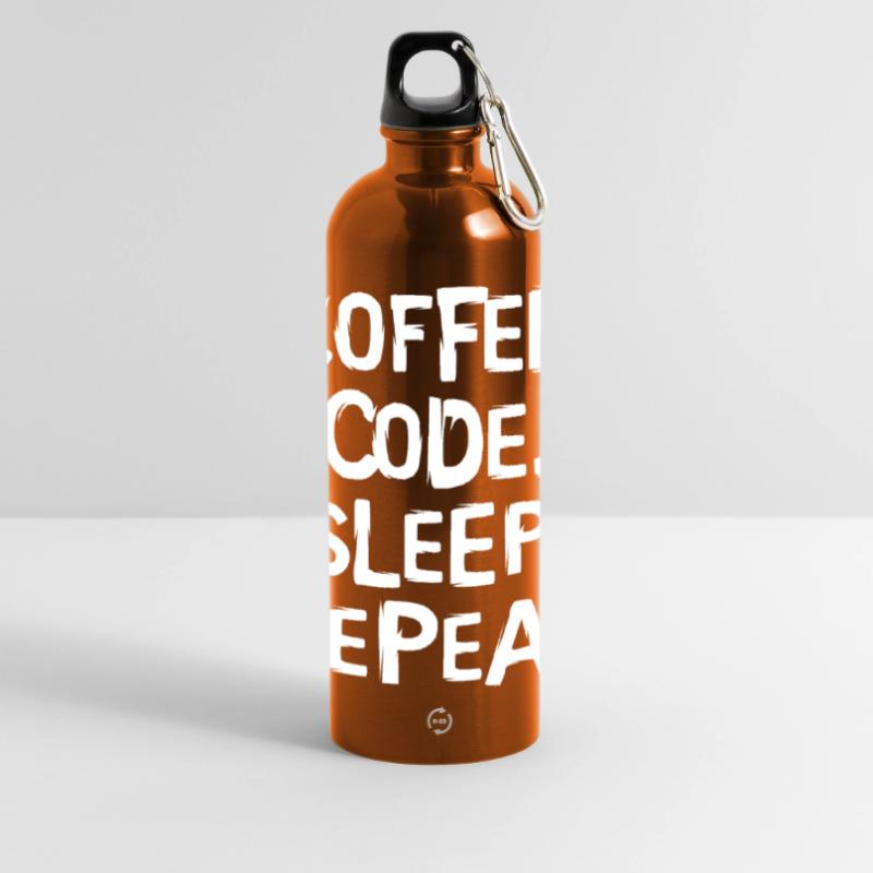 coffee code sleep - repeat Programmierer Arbeit Panorama Trinkflasche mit Karabiner 750 ml