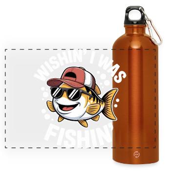 Poisson rieur avec lunettes de soleil et chapeau - Gourde panoramique avec mousqueton 750 ml - orange - Devant