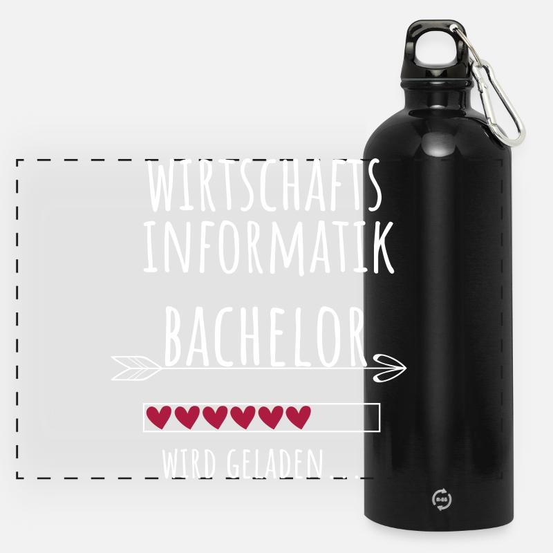 Wirtschaftsinformatik Studium Student Geschenk - Panorama Trinkflasche mit Karabiner 750 ml - Schwarz