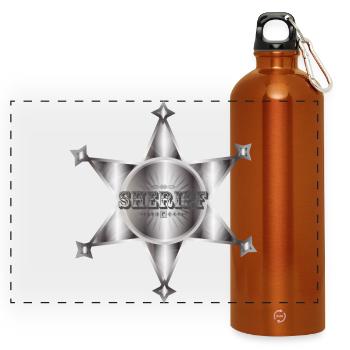 extraordinaire étoile de shérif argentée - Gourde panoramique avec mousqueton 750 ml - orange - Devant