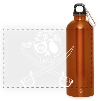 Tête de mort pirate (blanc) - Gourde panoramique avec mousqueton 750 ml - orange - Devant