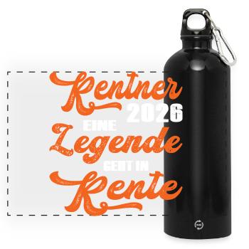 Orange Retro Typography 2028 Pensioner 2026 - Panoramic Drinks Bottle with Carabiner 750 ml - black - Front