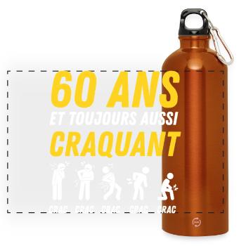 60 ans humour anniversaire vintage - Gourde panoramique avec mousqueton 750 ml - orange - Devant