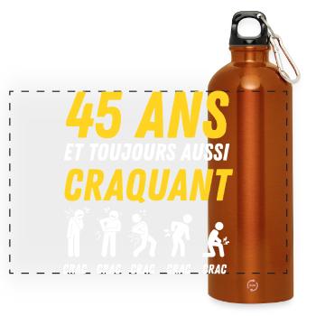 45 ans humour anniversaire vintage - Gourde panoramique avec mousqueton 750 ml - orange - Devant