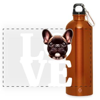J’ADORE Bouledogue Français Chien Amoureux Drôle - Gourde panoramique avec mousqueton 750 ml - orange - Devant