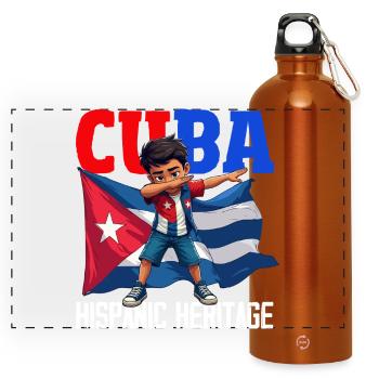 Cuba Pride & Home - Design du drapeau de Cuba - Gourde panoramique avec mousqueton 750 ml - orange - Devant