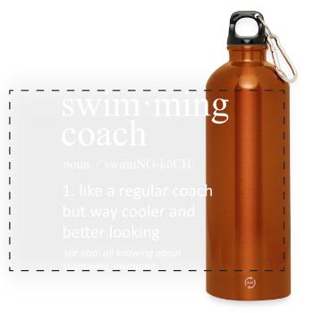 Schwimmtrainer-Definition Lustige Typografie - Panorama Trinkflasche mit Karabiner 750 ml - Orange - Vorne