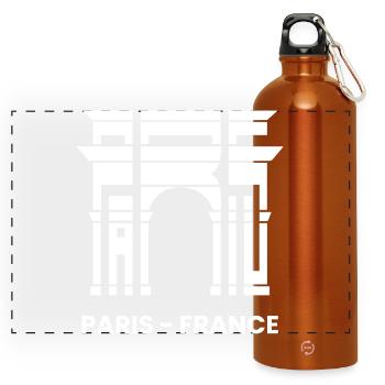 Paris France Arc de Triomphe France Touriste - Gourde panoramique avec mousqueton 750 ml - orange - Devant