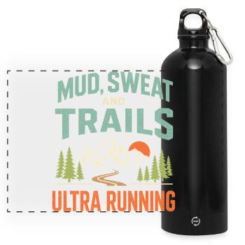 Mud Sweat and Trails Ultra Running - Panoramic Drinks Bottle with Carabiner 750 ml - black - Front