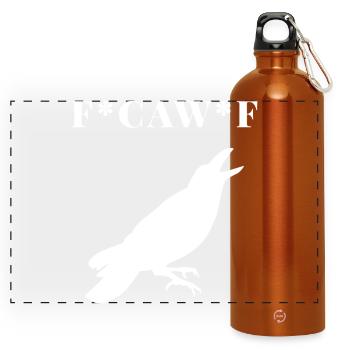 FCAWF Funny Crow Bird Design - Panoramic Drinks Bottle with Carabiner 750 ml - burnt orange - Front