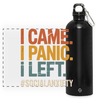 Problème introverti, drôle de freak social - Gourde panoramique avec mousqueton 750 ml - noir - Devant