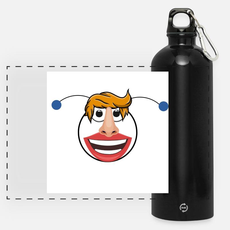 The Funny Guy - Panoramic Drinks Bottle with Carabiner 750 ml - black