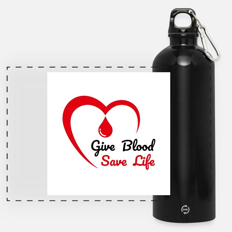 Blood Donation Heart Emblem - Panoramic Drinks Bottle with Carabiner 750 ml - black