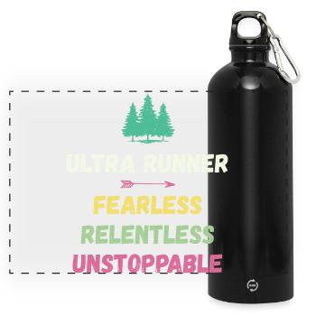 Ultra Runnner - Intrépide. Implacable. Imparable. - Gourde panoramique avec mousqueton 750 ml - noir - Devant