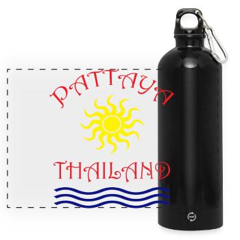 Patty Thai Sun Wave Design - Panoramic Drinks Bottle with Carabiner 750 ml - black - Front