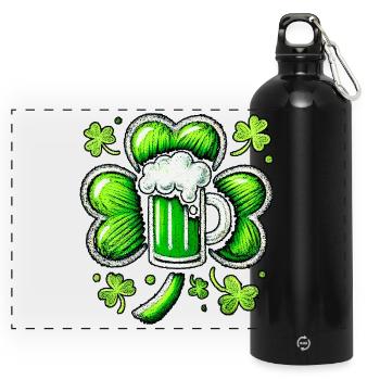 Green Pastel St. Patrick's Beer Design - Panoramic Drinks Bottle with Carabiner 750 ml - black - Front