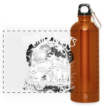 Geisternacht Caravan Spuk Illustration - Panorama Trinkflasche mit Karabiner 750 ml - Orange - Vorne