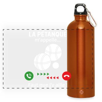 la pétanque m'appelle cadeau drole Bouliste - Gourde panoramique avec mousqueton 750 ml - orange - Devant