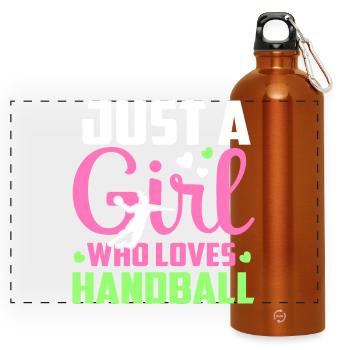 einfach ein Mädchen, das Handball liebt - Panorama Trinkflasche mit Karabiner 750 ml - Orange - Vorne