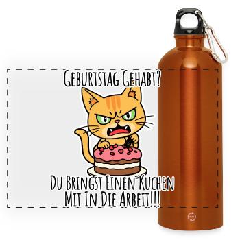Birthday? YOU BRING A CAKE! - Panoramic Drinks Bottle with Carabiner 750 ml - burnt orange - Front