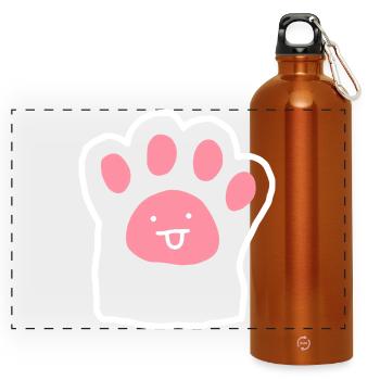 Petit Griffonnage Chat Rose Mignon - Gourde panoramique avec mousqueton 750 ml - orange - Devant