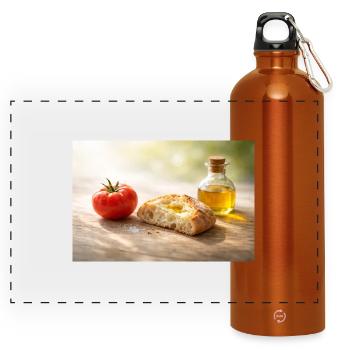 Tomato. Bread. Oil. - Panoramic Drinks Bottle with Carabiner 750 ml - burnt orange - Front