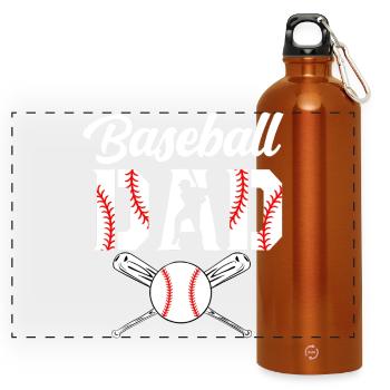Baseball Papa Emblem T-Shirt - Panorama Trinkflasche mit Karabiner 750 ml - Orange - Vorne