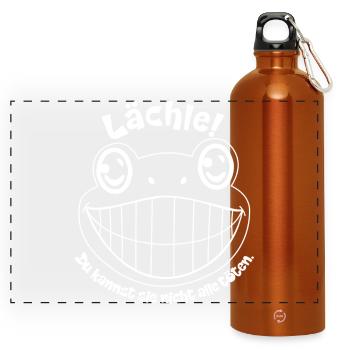 Lächel Frosch Meme Motiv lachen lustiger Frosch - Panorama Trinkflasche mit Karabiner 750 ml - Orange - Vorne