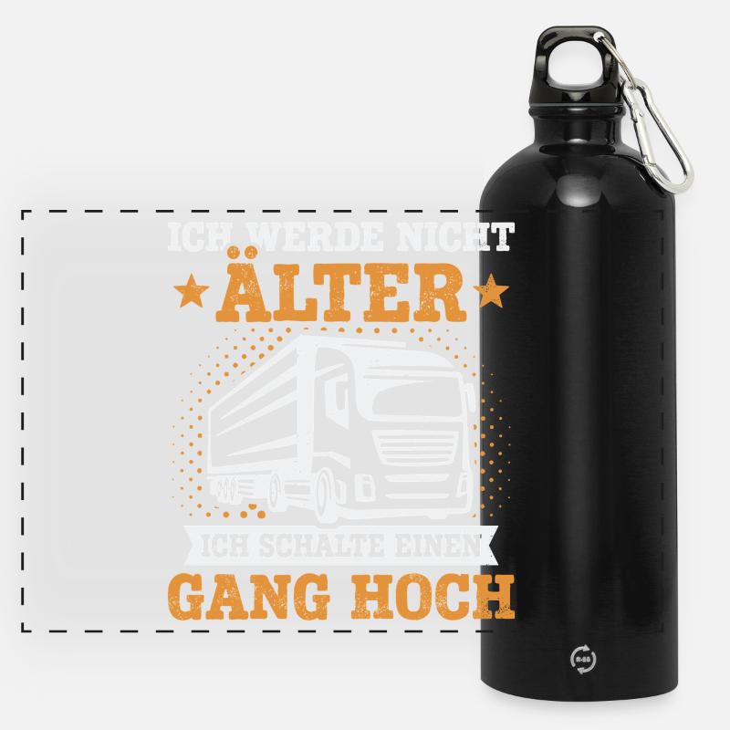 Fernfahrer LKW Fahrer Lastwagenfahrer Trucker - Panorama Trinkflasche mit Karabiner 750 ml - Schwarz