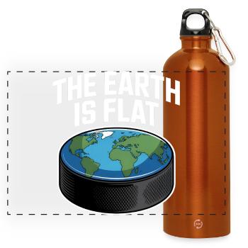 Eishockey Spruch Erde Scheibe Puck  - Panoramic Drinks Bottle with Carabiner 750 ml - burnt orange - Front