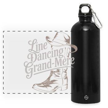 Line Dancing Oma - Panorama Trinkflasche mit Karabiner 750 ml - Schwarz - Vorne