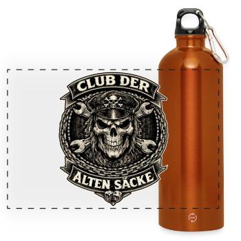 Club der alten Säcke Skull Biker Design - Panorama Trinkflasche mit Karabiner 750 ml - Orange - Vorne