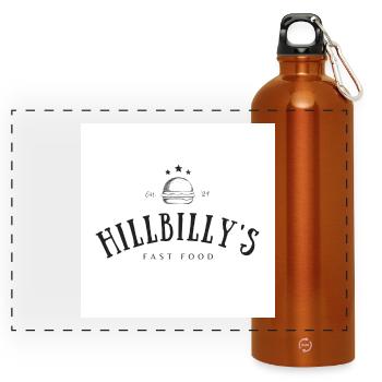 Hillbillys Retro Fast Food Logo - Panoramic Drinks Bottle with Carabiner 750 ml - burnt orange - Front