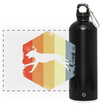 Dog Vintage Look - Panoramic Drinks Bottle with Carabiner 750 ml - black - Front