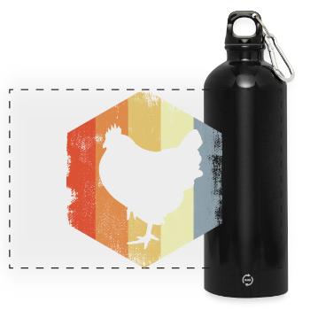 Vintage Chicken - Panoramic Drinks Bottle with Carabiner 750 ml - black - Front