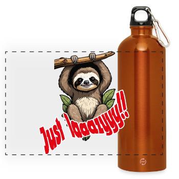 Süßer Faultier mit humoristischem Spruch - Panorama Trinkflasche mit Karabiner 750 ml - Orange - Vorne