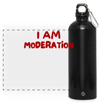 I Am Moderation - Panoramic Drinks Bottle with Carabiner 750 ml - black - Front