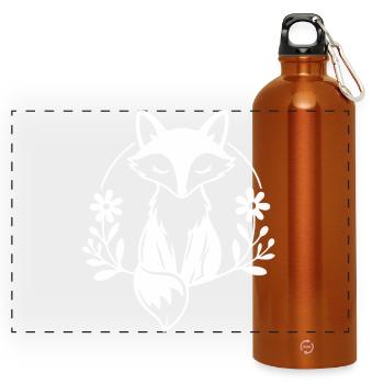 Mystischer Fuchs Blumenemblem - Panorama Trinkflasche mit Karabiner 750 ml - Orange - Vorne