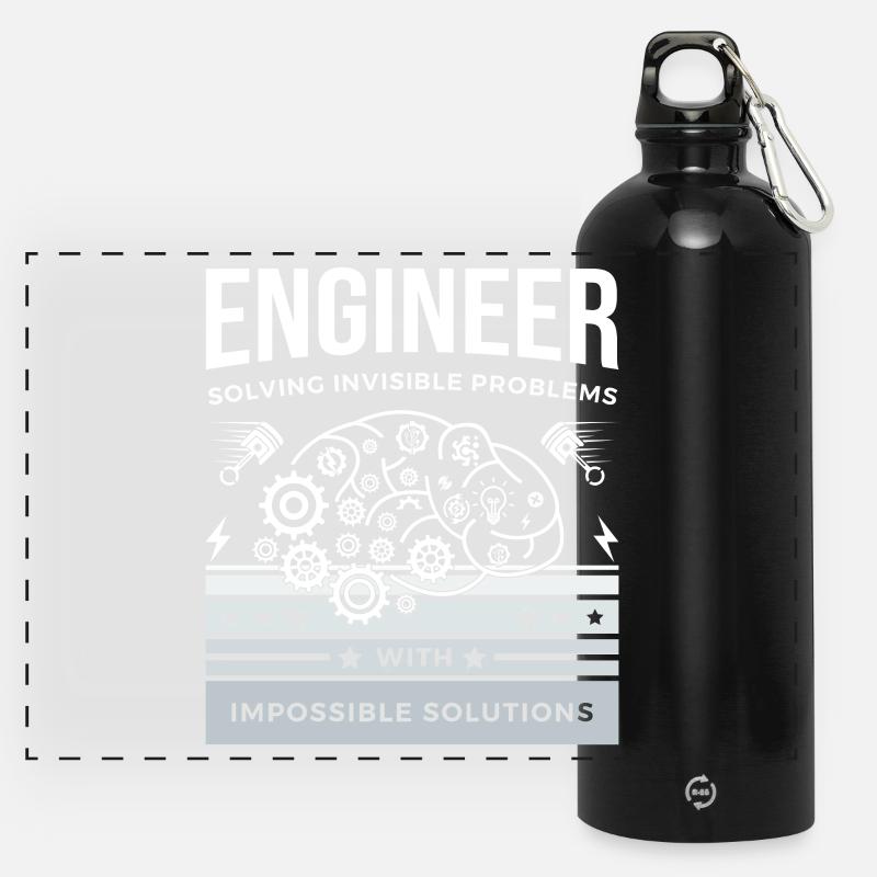 ENGINEER – Solving Invisible Problems T-Shirt - Panoramic Drinks Bottle with Carabiner 750 ml - black