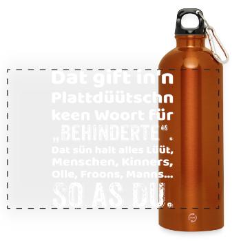 Low German Provocation Inclusion - Panoramic Drinks Bottle with Carabiner 750 ml - burnt orange - Front
