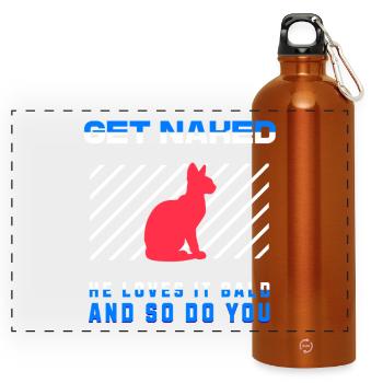 Get Naked Sphynx Cat  - Panoramic Drinks Bottle with Carabiner 750 ml - burnt orange - Front
