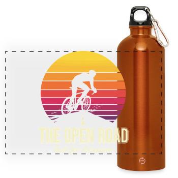 Aventure Cycliste sur la Route Ouverte Imprimé - Gourde panoramique avec mousqueton 750 ml - orange - Devant