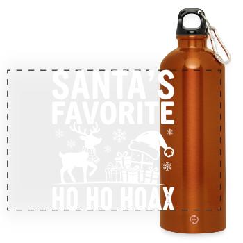 Santa's Favorite Ho Ho Ho Hoax - Panoramic Drinks Bottle with Carabiner 750 ml - burnt orange - Front