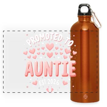 Aunt 2026 Aunt 2026 Promoted to Aunt 2026 - Panoramic Drinks Bottle with Carabiner 750 ml - burnt orange - Front