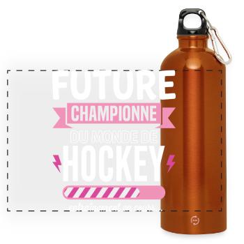 Zukünftiger Eishockeymeister - Panorama Trinkflasche mit Karabiner 750 ml - Orange - Vorne