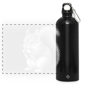 Eichhörnchen - Panorama Trinkflasche mit Karabiner 750 ml - Schwarz - Vorne