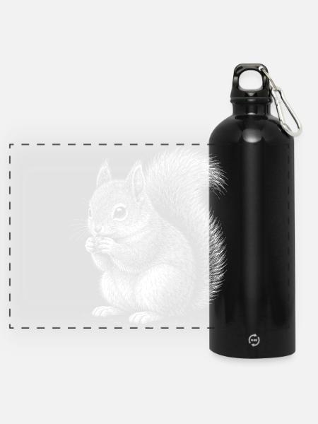 Eichhörnchen - Panorama Trinkflasche mit Karabiner 750 ml - Schwarz