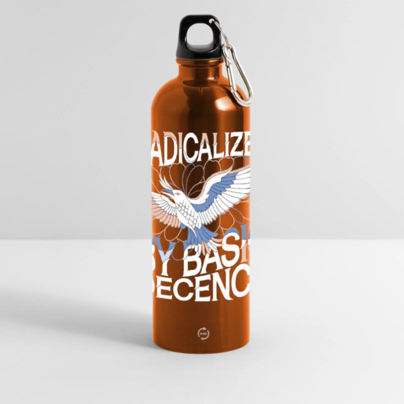 Radicalized by Basic Decency Statement Kunst Panorama Trinkflasche mit Karabiner 750 ml
